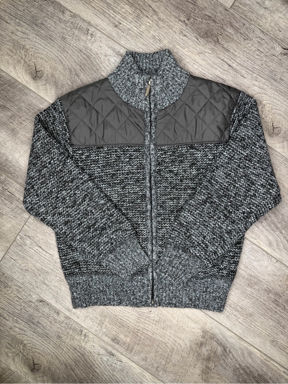 Gilberto Boys Quilted-Shoulder Full-Zip Sweater Jacket - Gray size 8